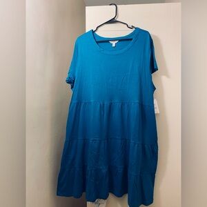 Teal Short Sleeve Tiered Dress by Time and Tru